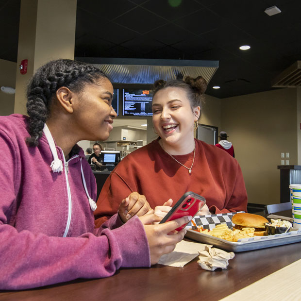 Students eating at Max's Bistro